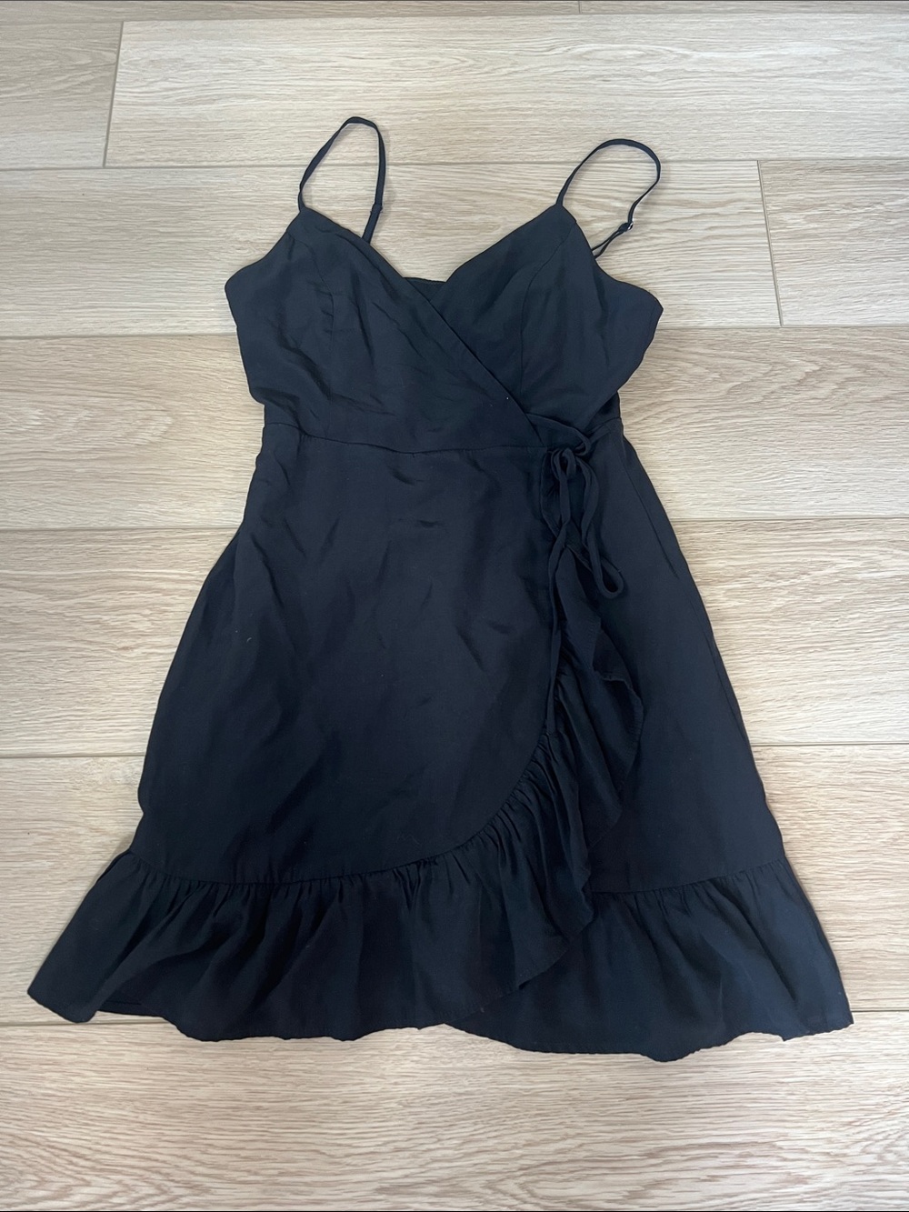 Altar’d State Black Ruffle Wrap Slip Dress - Women